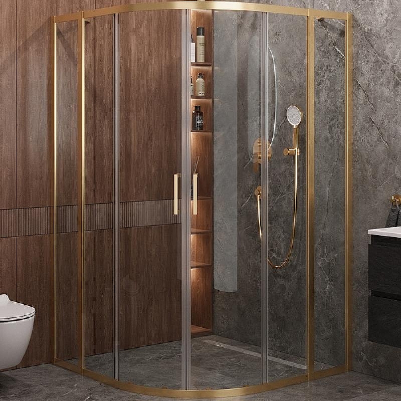 Душевой уголок Cezares Molveno 110x110 MOLVENO-R-22-90+20-C-BORO-IV профиль Брашированное золото стекло прозрачное