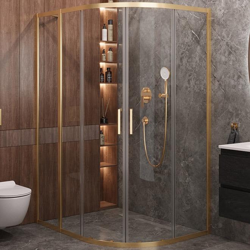 Душевой уголок Cezares Molveno 120x100 MOLVENO-RH-2-120/100-C-BORO-IV профиль Брашированное золото стекло прозрачное