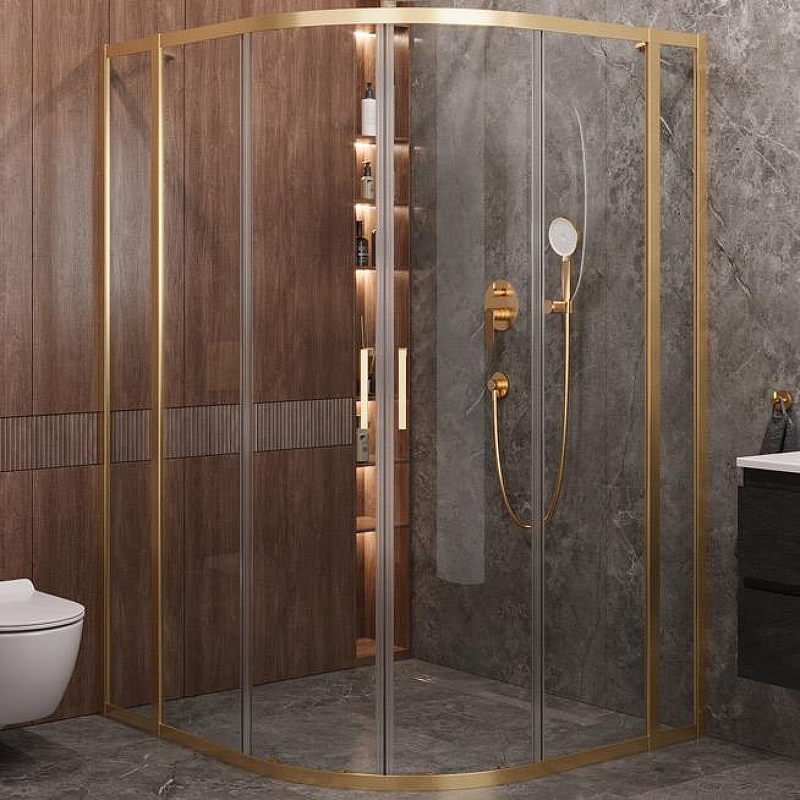 Душевой уголок Cezares Molveno 120x110 MOLVENO-RH-22-120/110-C-BORO-IV профиль Брашированное золото стекло прозрачное