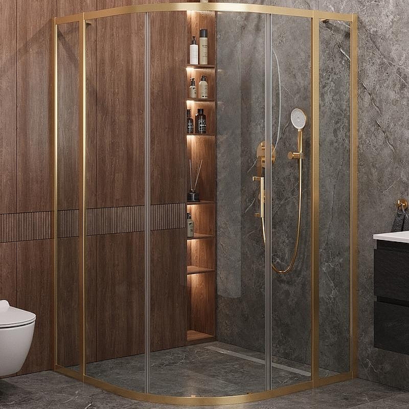 Душевой уголок Cezares Molveno 120x120 MOLVENO-R-11-90+30-C-BORO-IV профиль Брашированное золото стекло прозрачное