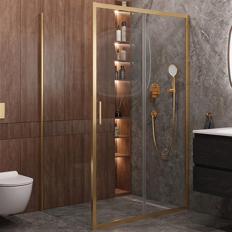 Душевой уголок Cezares Molveno 120x90 MOLVENO-AH-11-120/90-C-BORO-IV профиль Брашированное золото стекло прозрачное