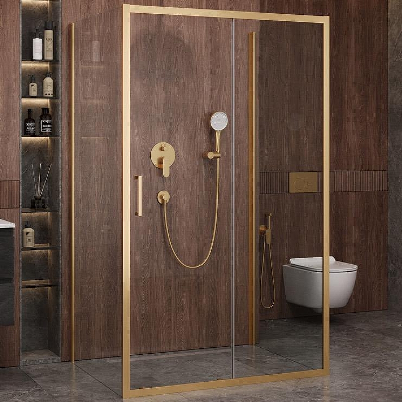 Душевой уголок Cezares Molveno 120x90 MOLVENO-AH-12-120/90-C-BORO-IV профиль Брашированное золото стекло прозрачное