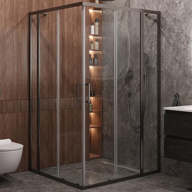 Душевой уголок Cezares Molveno 130x120 MOLVENO-AH-22-130/120-C-GM-IV Оружейная сталь стекло прозрачное