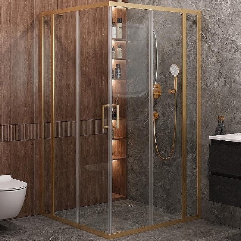 Душевой уголок Cezares Molveno 130x130 MOLVENO-A-22-100+30-C-BORO-IV профиль Брашированное золото стекло прозрачное
