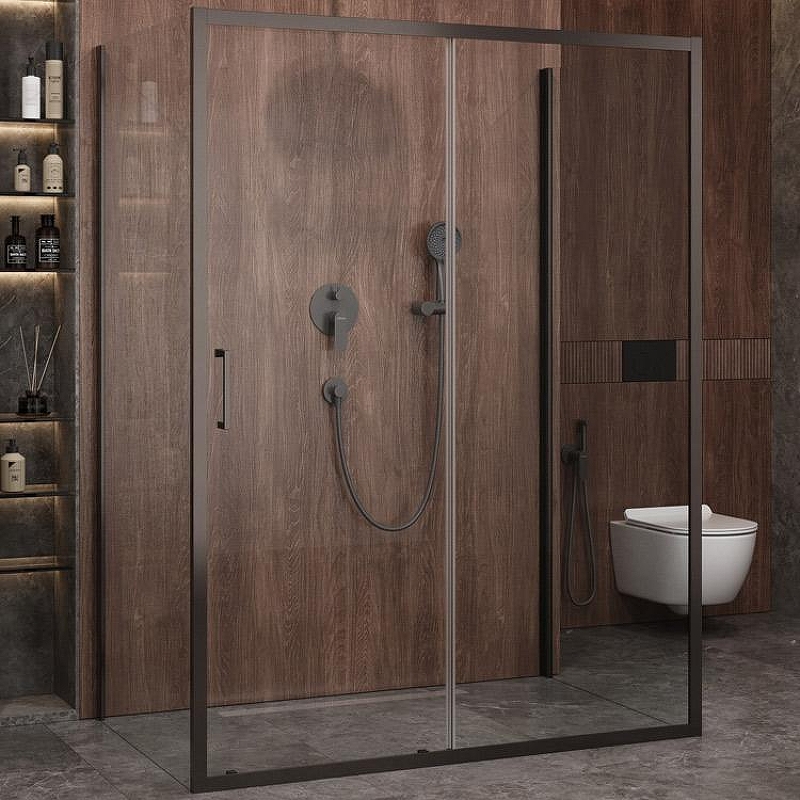 Душевой уголок Cezares Molveno 150x90 MOLVENO-AH-12-150/90-C-GM-IV профиль Оружейная сталь стекло прозрачное