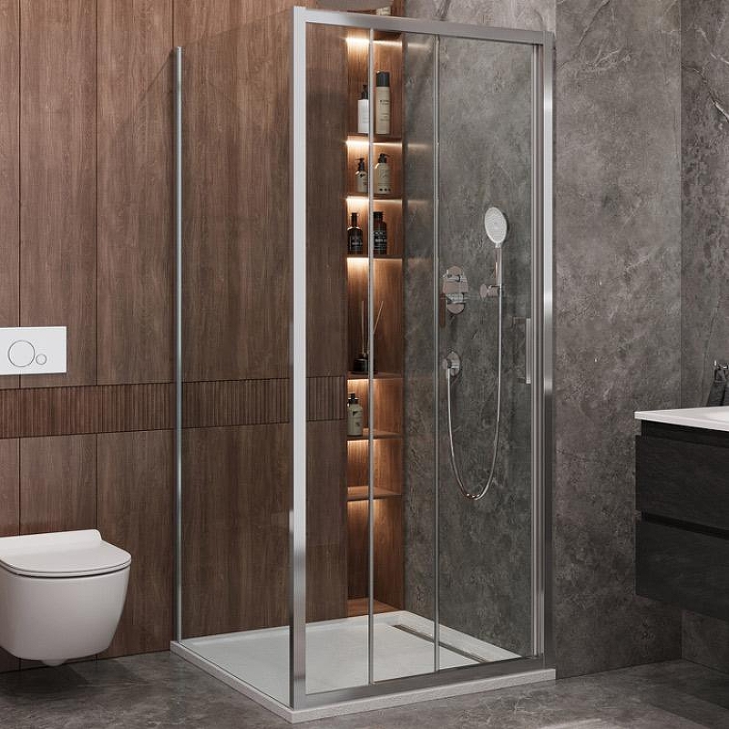 Душевой уголок Cezares Molveno 90x80 MOLVENO-AHF-31-90/80-C-CR-IV. профиль Хром стекло прозрачное