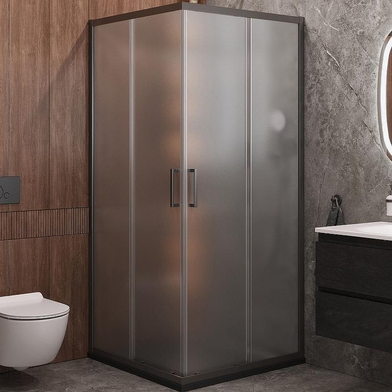 Душевой уголок Cezares Molveno 90x90 MOLVENO-A-2-90-P-GM профиль Оружейная сталь стекло рифленое