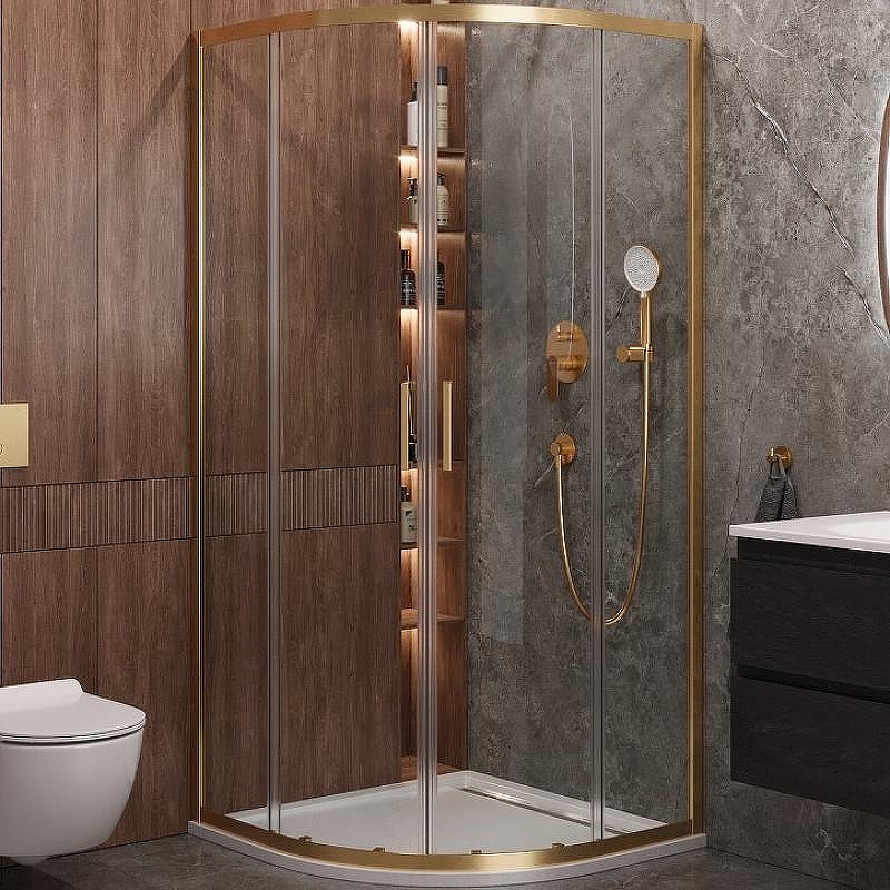 Душевой уголок Cezares Molveno 90x90 MOLVENO-R-2-90-C-BORO-IV профиль Брашированное золото стекло прозрачное
