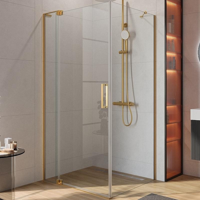 Душевой уголок Cezares Slider 100x90 SLIDER-AH-1-90-90/100-C-BORO профиль Брашированное золото стекло прозрачное
