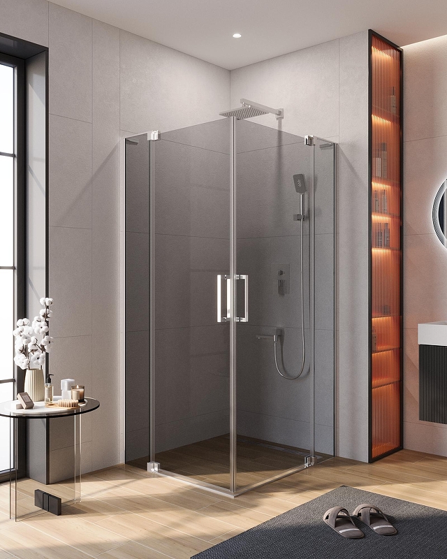 Душевой уголок Cezares Slider 110x110 SLIDER-A-2-100/110-GRIGIO-Cr профиль Хром стекло серое