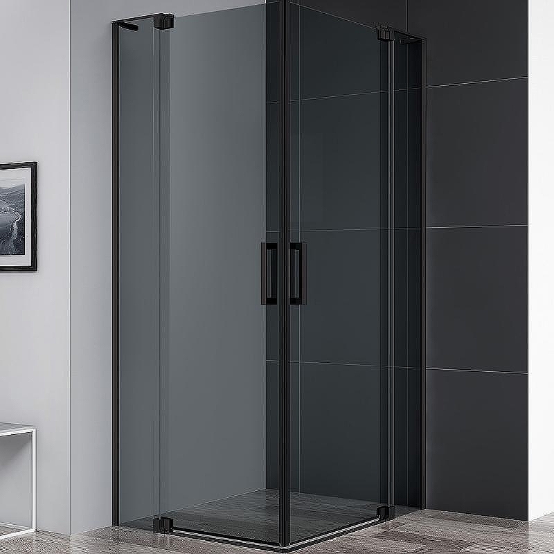 Душевой уголок Cezares Slider 80x80 SLIDER-A-2-70/80-GRIGIO-NERO профиль Черный матовый стекло серое