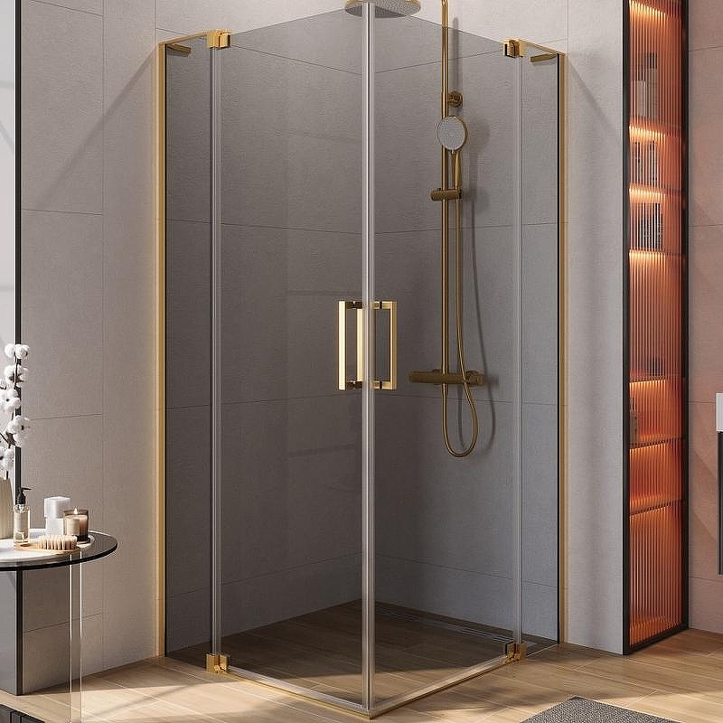 Душевой уголок Cezares Slider 90x80 SLIDER-AH-2-70/80-80/90-GRIGIO-BORO профиль Брашированное золото стекло серое