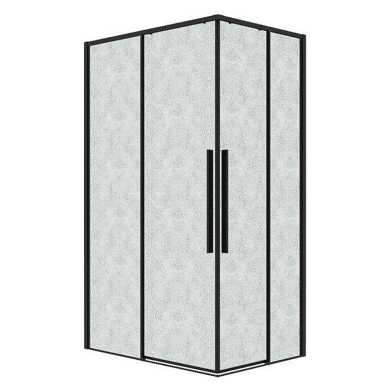 Душевой уголок Grossman Galaxy 110x90 L 300.K33.01.90R11L.21.02 профиль Черный матовый стекло шиншилла