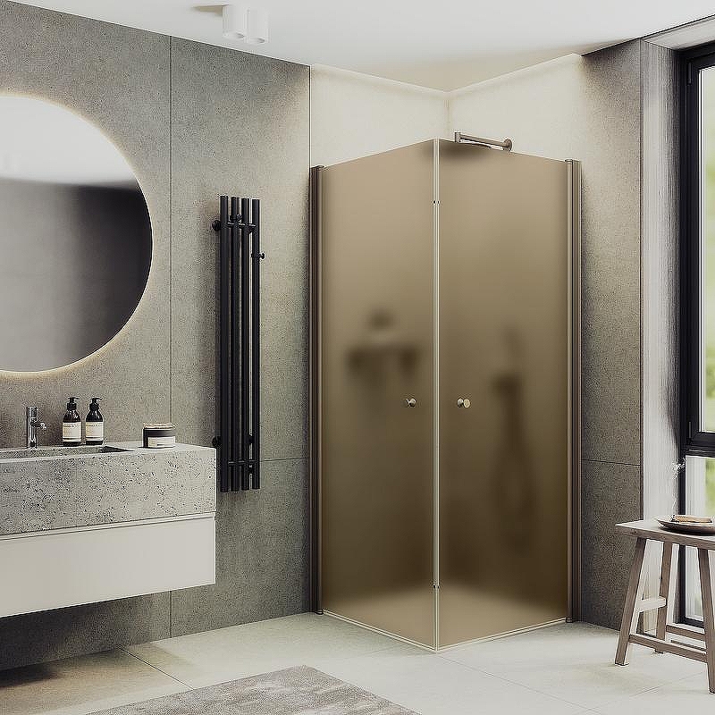 Душевой уголок Maybah Glass MGY-1301-2 900x900x1980 на монопетлях Бронза стекло бронзовое матовое