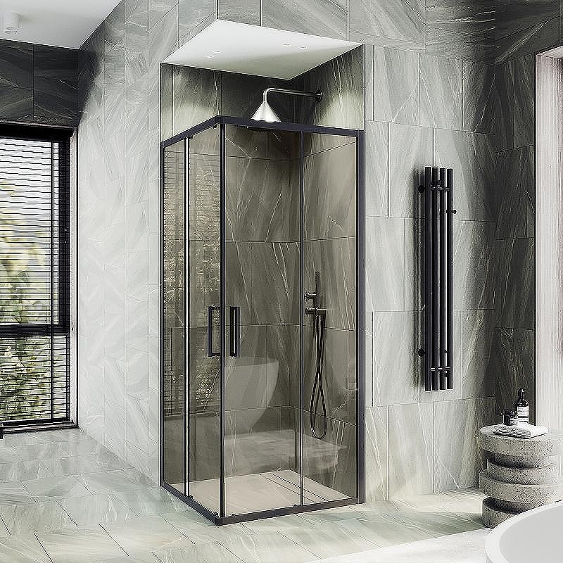 Душевой уголок Maybah Glass MGY-1323-6 900x900x1950 раздвижной профиль Черный стекло прозрачное