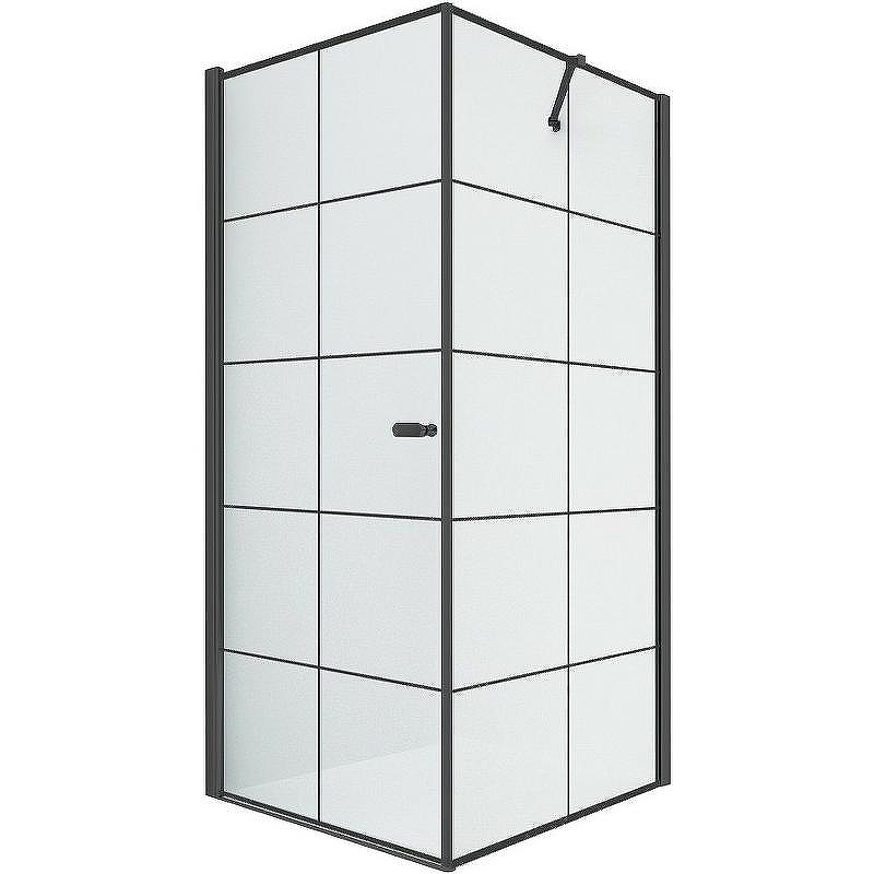 Душевой уголок New Trendy New Soleo Black 90х90 L D-0285A/D-0120B профиль Черный стекло прозрачное