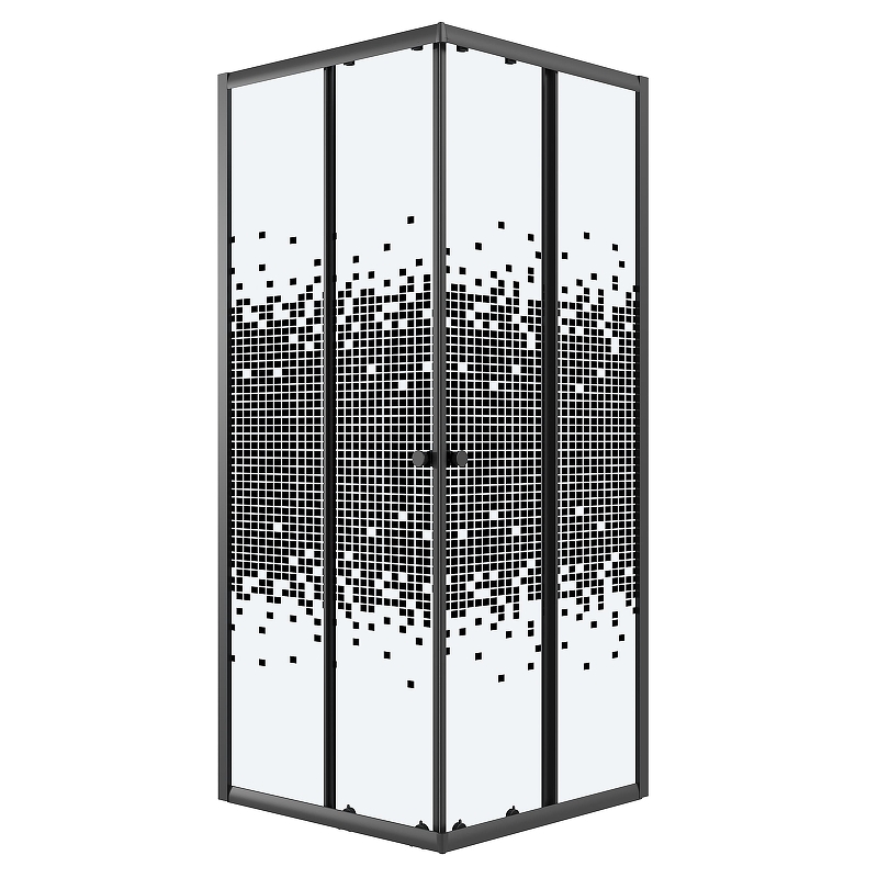 Душевой уголок Niagara Eco 100х100 NG-1010-14QBLACK профиль Черный матовый стекло прозрачное с рисунком