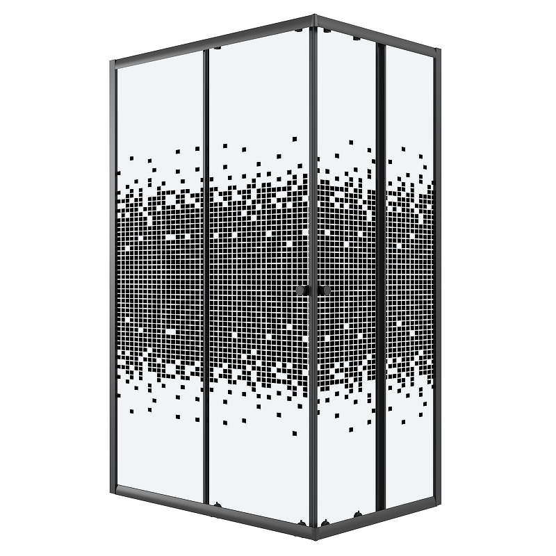 Душевой уголок Niagara Eco 100х80 NG-1018-14QBLACK профиль Черный матовый стекло прозрачное с рисунком
