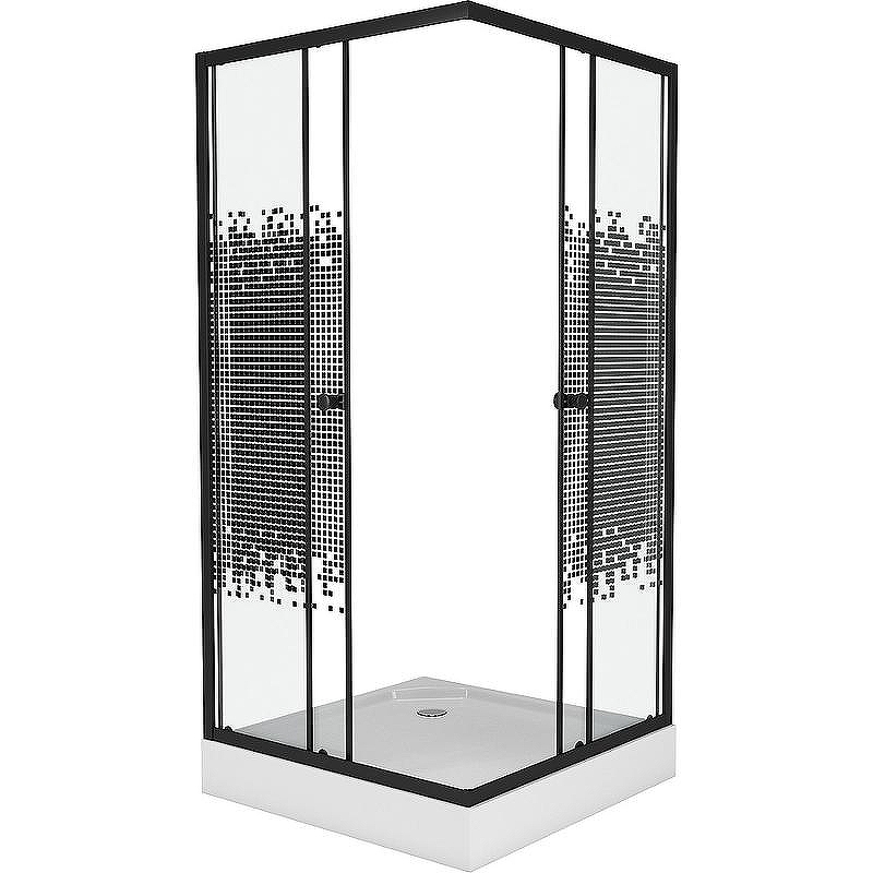 Душевой уголок Niagara Eco 80х80 NG-008-14Q Black профиль Черный стекло с рисунком