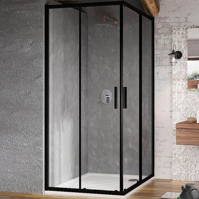 Душевой уголок Ravak Blix BLSRV2-90 90x90 X1LM70300Z1 профиль Черный стекло Transparent