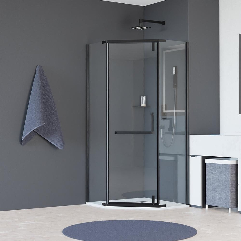 Душевой уголок RGW Hotel HO-081-B 90х90 350608199-14 профиль Черный стекло прозрачное