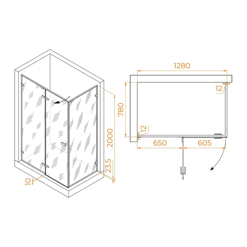 Душевой уголок RGW Stilvoll 130x80 353204038-21 профиль цвет Хром стекло матовое-сатинат