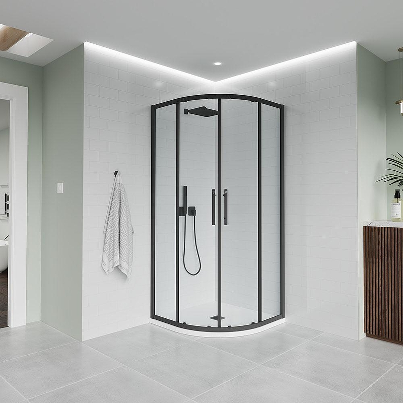 Душевой уголок Veconi Evo 200 B 100х100 E2-B-100100-01-C9 профиль Черный матовый стекло прозрачное