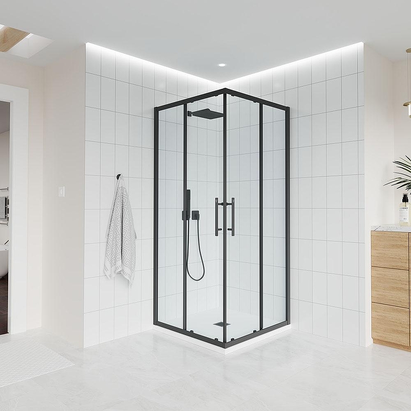 Душевой уголок Veconi Evo 300 B 100х100 E3-B-100100-01-C9 профиль Черный матовый стекло прозрачное