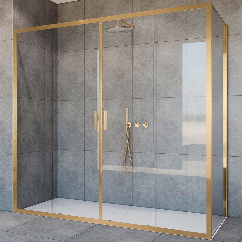 Душевой уголок Vincea Garda 170x90 VSR-1G29017CLG профиль Брашированное золото стекло прозрачное