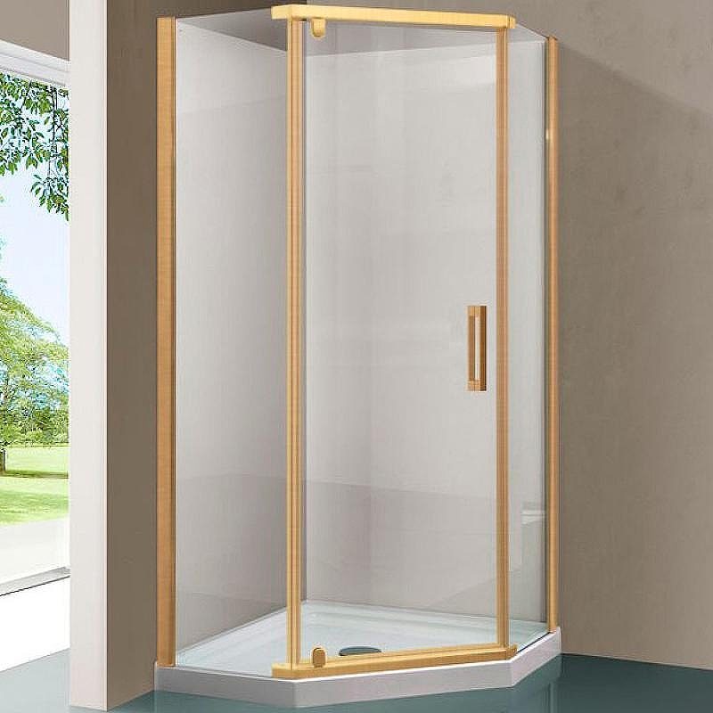Душевой уголок Vincea Stresa 100x100 VSP-1S100CLG профиль Брашированное золото стекло прозрачное