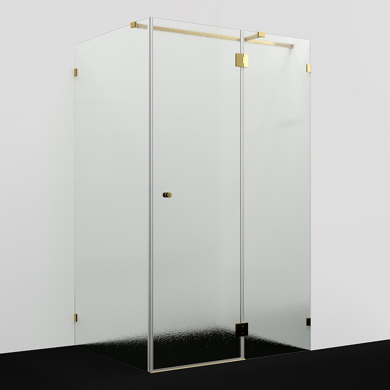Душевой уголок WasserKRAFT Ems 120х100 R 76H10R-TXG профиль Золото глянцевое стекло текстурное