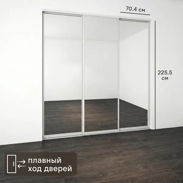 Дверь-купе KONSENSA 225.5x70.4 см с зеркалом профиль матовое серебро