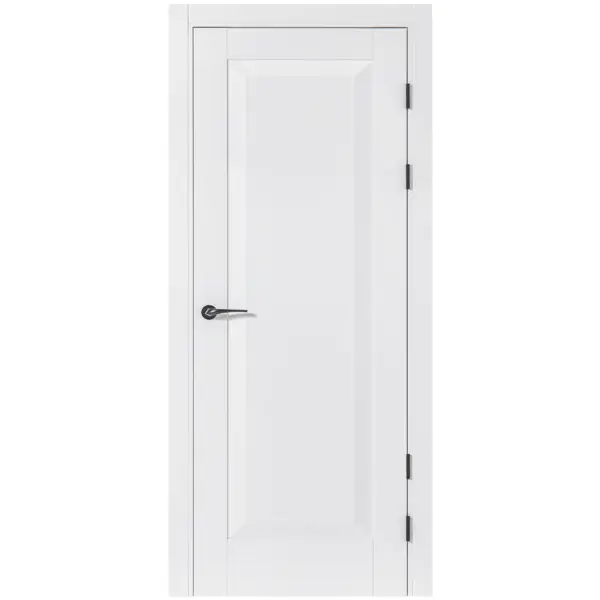 Дверь межкомнатная глухая Альпика 90x230 см ПЭТ цвет белый с замком и петлями