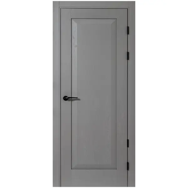 Дверь межкомнатная глухая Альпика 90x230 см полипропилен цвет графит вуд с замком и петлями