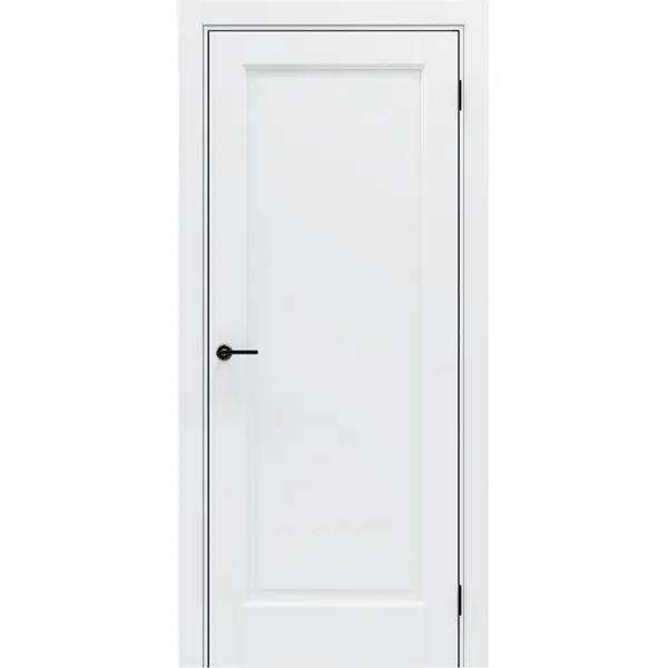 Дверь межкомнатная глухая Эгли 1 70x210 см ПЭТ цвет белый с замком и петлями