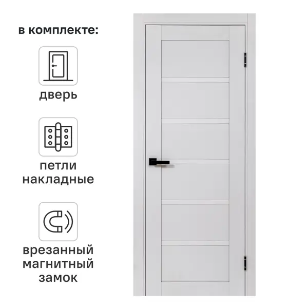 Дверь межкомнатная глухая Легда-28.1 90x200 см полипропилен цвет серое дерево с замком и петлями