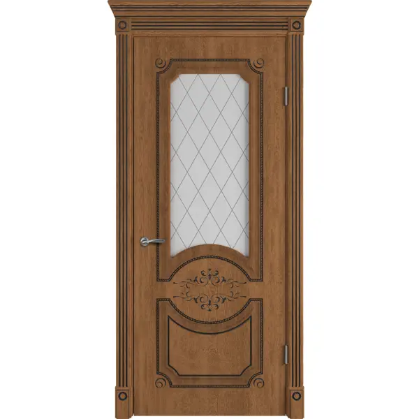 Дверь межкомнатная остекленная с замком и петлями в комплекте Милана 90x200 см ламинация ПВХ цвет дуб аурум