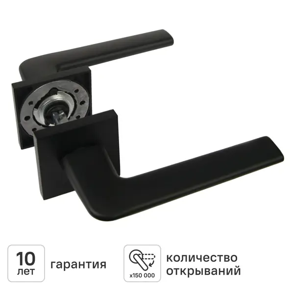 Дверная ручка на розетке KREAFORTA Акация без запирания цвет черный