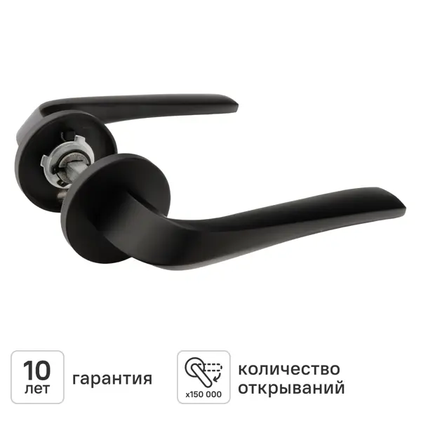Дверная ручка на розетке KREAFORTA Ая без запирания цвет черный
