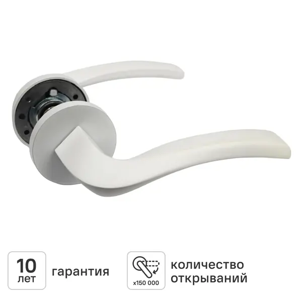 Дверная ручка на розетке KREAFORTA Ая без запирания цвет белый