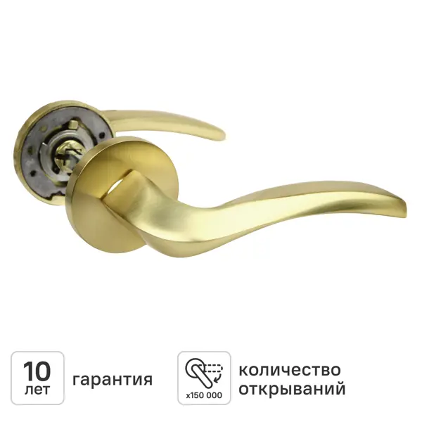 Дверная ручка на розетке KREAFORTA Ая без запирания цвет золото