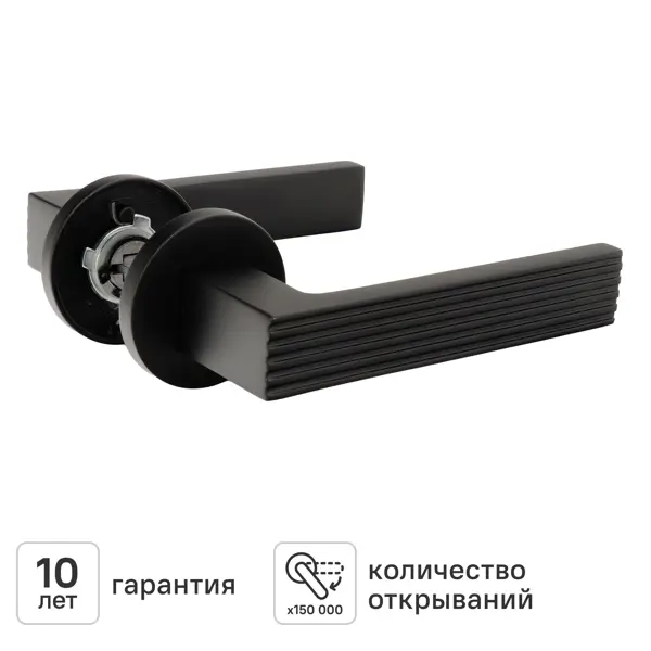 Дверная ручка на розетке KREAFORTA Бира без запирания цвет черный