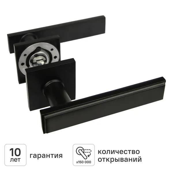 Дверная ручка на розетке KREAFORTA Двиница без запирания цвет черный