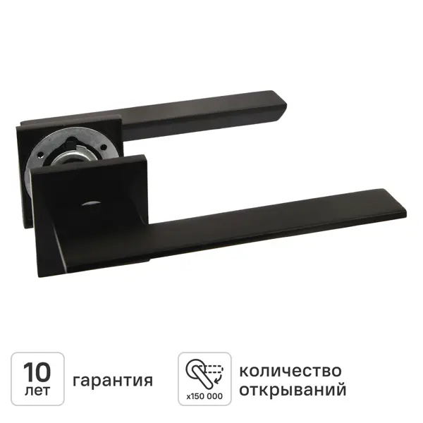 Дверная ручка на розетке KREAFORTA Икса без запирания цвет черный