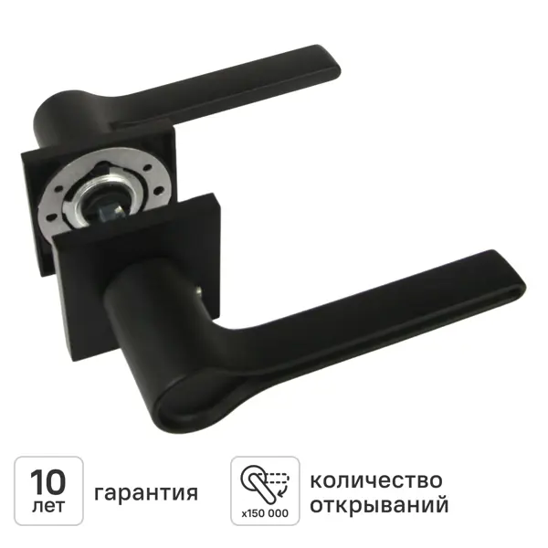 Дверная ручка на розетке KREAFORTA Калга без запирания цвет черный