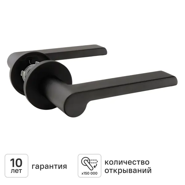 Дверная ручка на розетке KREAFORTA Кенон без запирания цвет черный