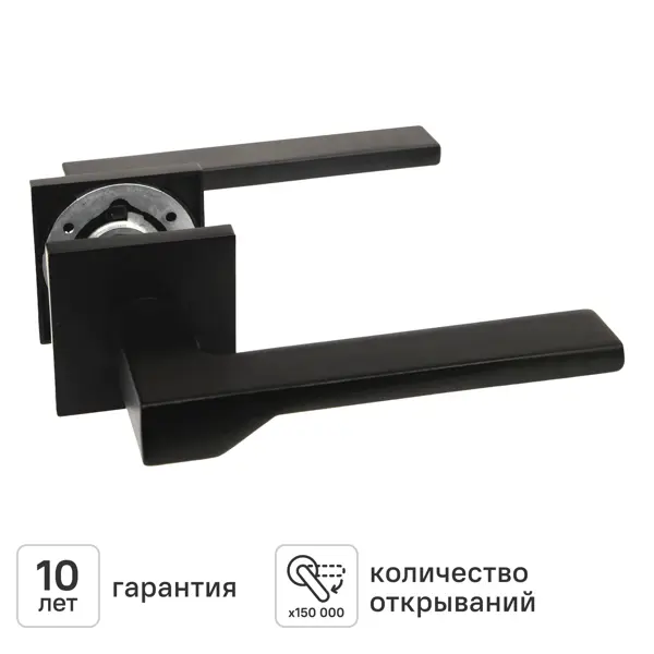 Дверная ручка на розетке KREAFORTA Мюлен без запирания цвет черный