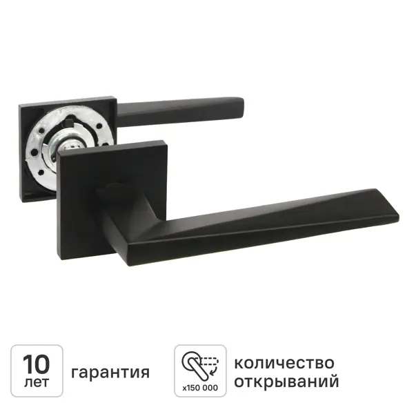 Дверная ручка на розетке KREAFORTA Нева без запирания цвет черный