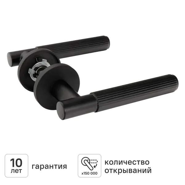 Дверная ручка на розетке KREAFORTA Норбо без запирания цвет черный