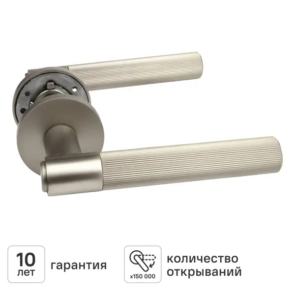 Дверная ручка на розетке KREAFORTA Норбо без запирания цвет никель